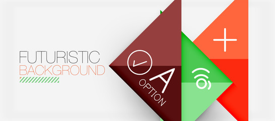 Abstract background, geometric business multicolored paper infographic - triangle frames for text, icons or graphics on light background with copyspace. Vector Illustration For Wallpaper, Banner