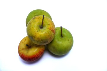 green and red apples isolated on white