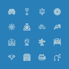 Editable 16 automotive icons for web and mobile