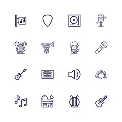 Editable 16 musical icons for web and mobile