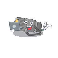 An icon of smart underwater flashlight working with laptop