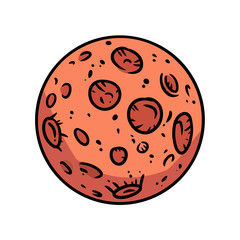 Mars planet. Cute comic style isolated cartoon vector image. Astronomic logo image. Media glyph doodle icon
