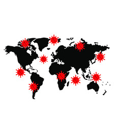 covid-19 corona virus world map logo icon design