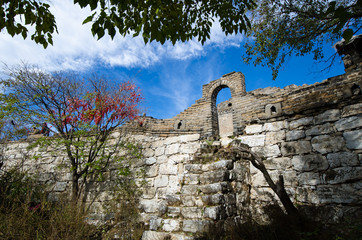 Ancient Stone Ruins with Gate and Stepping Stones