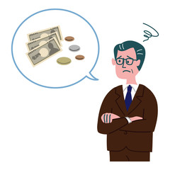 男性　ミドルエイジ　スーツ　お金