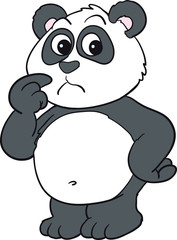 Vector illustration, funny bear panda, on a white background.