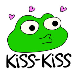 Frog wants to kiss. The words 