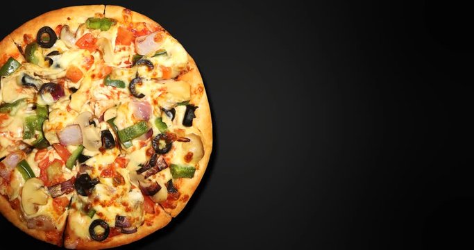 pizza of vegetable on black background