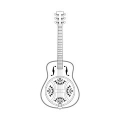 Line art of Resonator or Resophonic (Drobo) guitar.