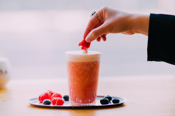 Fresh beetroot shake. Healthy living concept. 