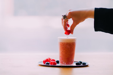 Fresh beetroot shake. Healthy living concept. 