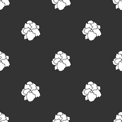 Violets flowers seamless pattern on black background. Vector.