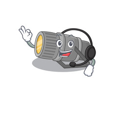 Charming underwater flashlight cartoon character design wearing headphone