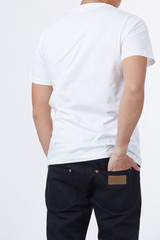 Obraz premium Men perfect body wear the white tshirt mockup template design with clipping path.