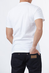 Men perfect body wear the white tshirt mockup template design with clipping path.