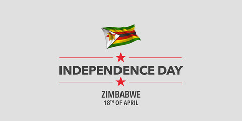 Zimbabwe independence day greeting card, banner, vector illustration