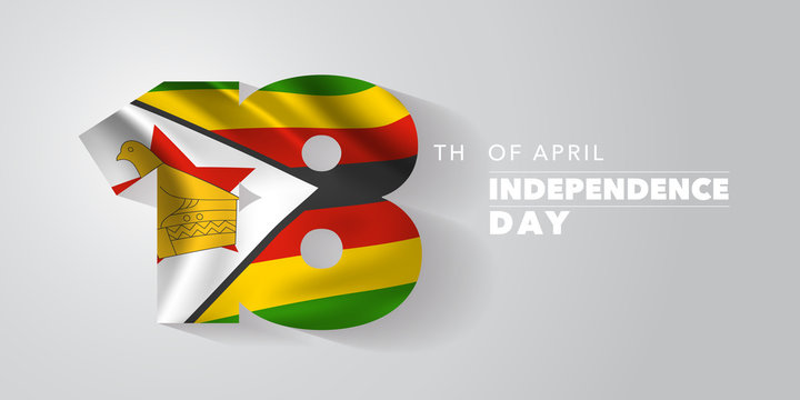 Zimbabwe happy independence day vector banner, greeting card