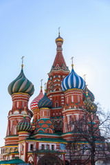 Fototapeta na wymiar Russia, Moscow, February 2020: St. Basil's Cathedral on red square in Moscow.
