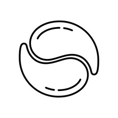 Eye gel patches, round layout icon. Linear logo for woman's cosmetics. Black simple illustration of eye mask. Contour isolated vector image on white background. Trend care products