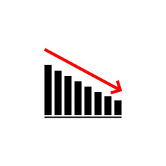 Declining graph icon. Business decline chart filled flat sign for mobile concept and web design