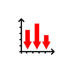 Declining graph icon. Business decline chart filled flat sign for mobile concept and web design