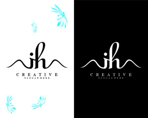 letter ih, hi creative handwriting logo design vector