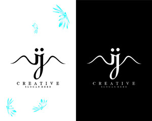 letter ij, ji creative handwriting logo design vector