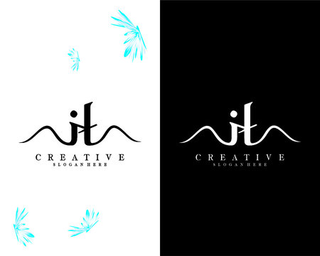 letter it, ti creative handwriting logo design vector