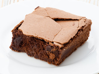Chocolate Brownie on white plate