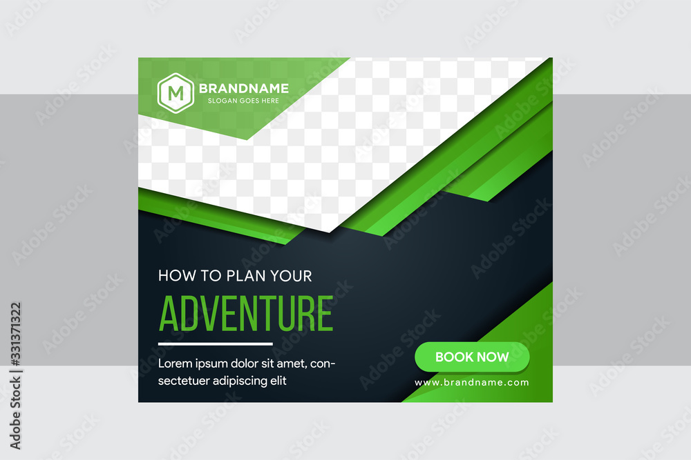 Wall mural abstract horizontal banner for web page advertising with space for photo on top. horizontal layout u