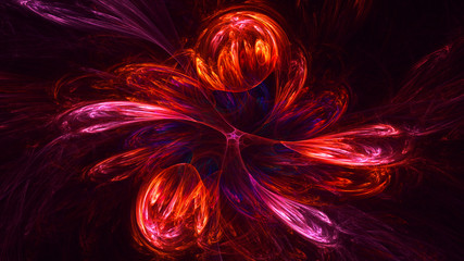 3D rendering abstract red fractal light background