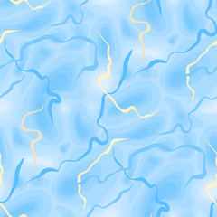 Abstract seamless pattern of soft formless stripes and structures in light blue colors