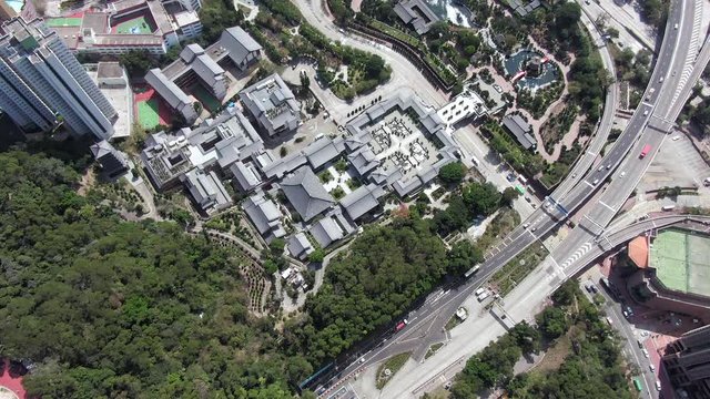 Hong Kong Pavilion Of Absolute Perfection, Nan Liana's Garden And Buddhist Temple Of Chi Lin Nunnery, Top Down Aerial View.