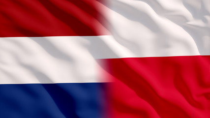 Waving Poland and Netherlands Flags