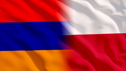 Waving Poland and Armenia Flags