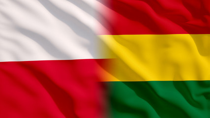 Waving Poland and Bolivia Flags