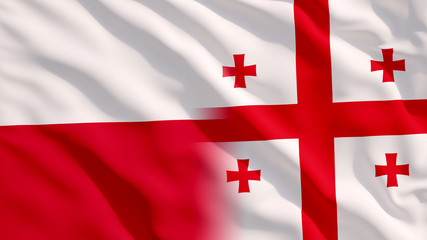 Waving Poland and Georgia Flags