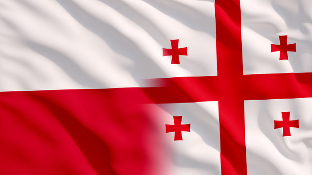 Waving Poland and Georgia Flags