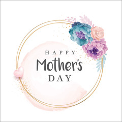 Mother's day greeting card with beautiful blossom flowers background