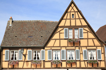 Fototapeta na wymiar Traditional house in Eguisheim, Alsace, France