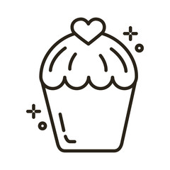 happy valentines daycupcake with heart line style