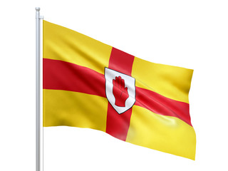 Ulster (Province of Ireland) flag waving on white background, close up, isolated. 3D render
