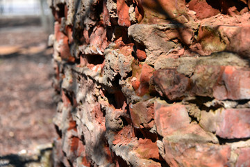 Texture of old brick wall as a background. Selective focus