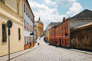Medieval old town street in Olomouc, Czech Republic