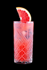 Exquisite cold lemonade with grapefruit on a dark background