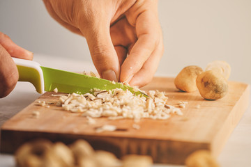 Wrapping Wonton and raw ingredients isolated at kitchen