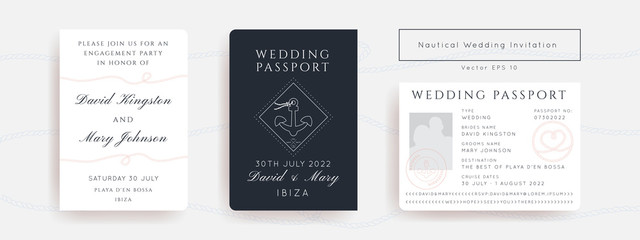 Nautical wedding vector design