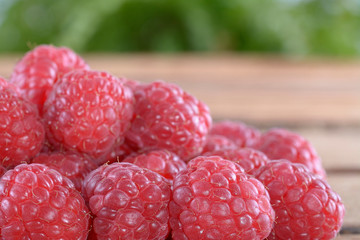 Ripe sweet raspberry close up