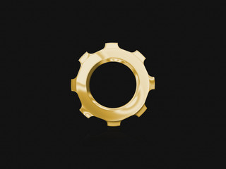 Gold gear on a black textured background