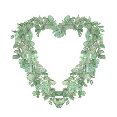 Wreath with eucalyptus branches, watercolor painting